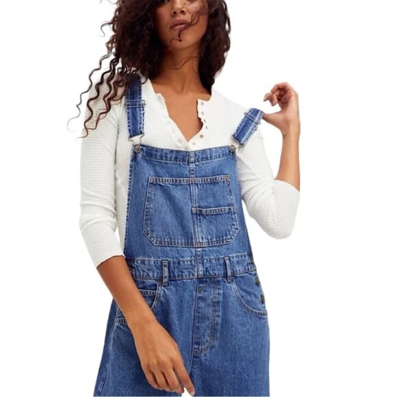 015 We The Free Ziggy Straight Leg Denim Bib Overalls NWOT Size XS - Picture 6 of 10
